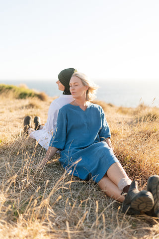 Gretchen dress - Blue linen