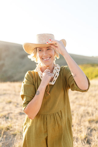 Bonnie dress - Olive green linen