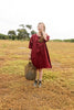 Gretchen short dress - Maroon linen