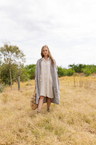 Shirt dress - Taupe grey linen