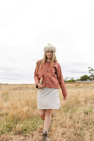 Clyde shirt jacket - paisley red cotton