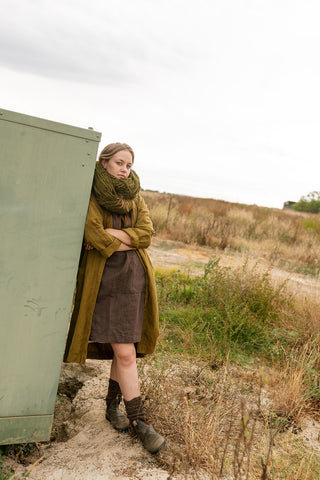 Gretchen short dress - Donkey brown linen