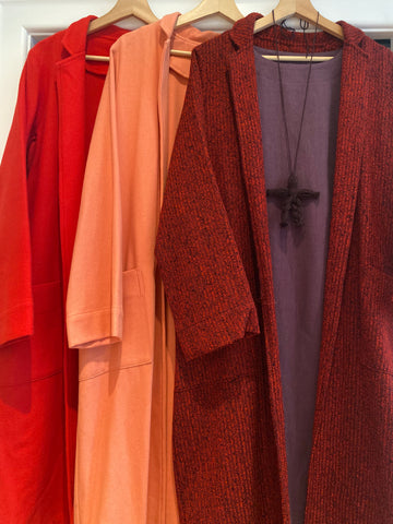 Wool Duster Coat  - red wool (first - red,peach and red tweed)