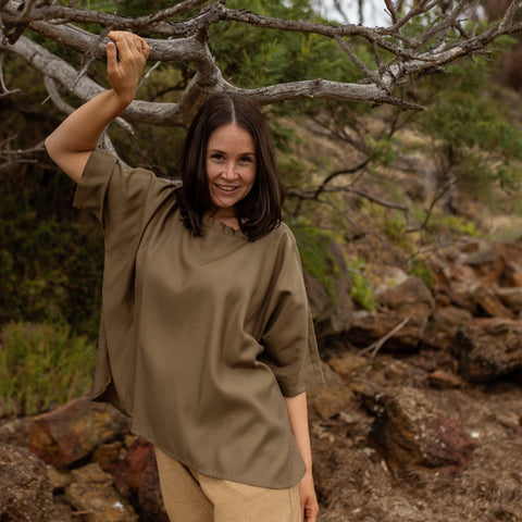 Silk top - khaki