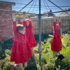 size 1-2 Collectors Dress – Ruby red linen