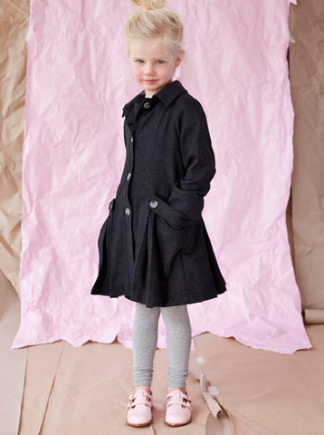 size 2-3  Military Coat - Charcoal Cashmere