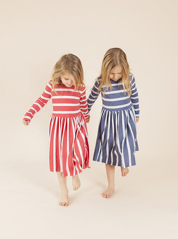 size 1-2  - Kenny Dress - Blue Stripes